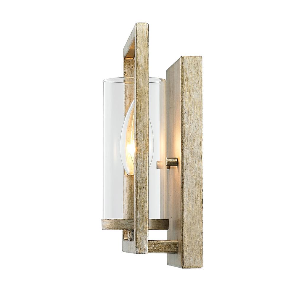 Golden Lighting 6068-1W WG Marco WG 1 Light Wall Sconce in the White Gold finish with Clear Glass
